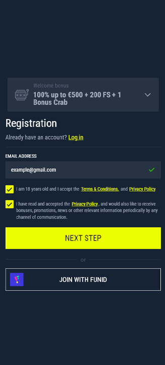 Rabona registration process on mobile