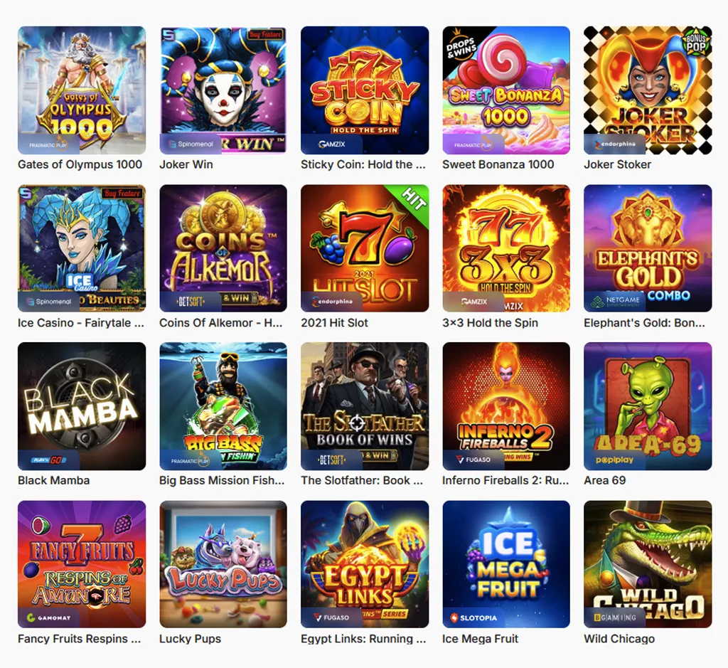 Ice Casino popular games on desktop