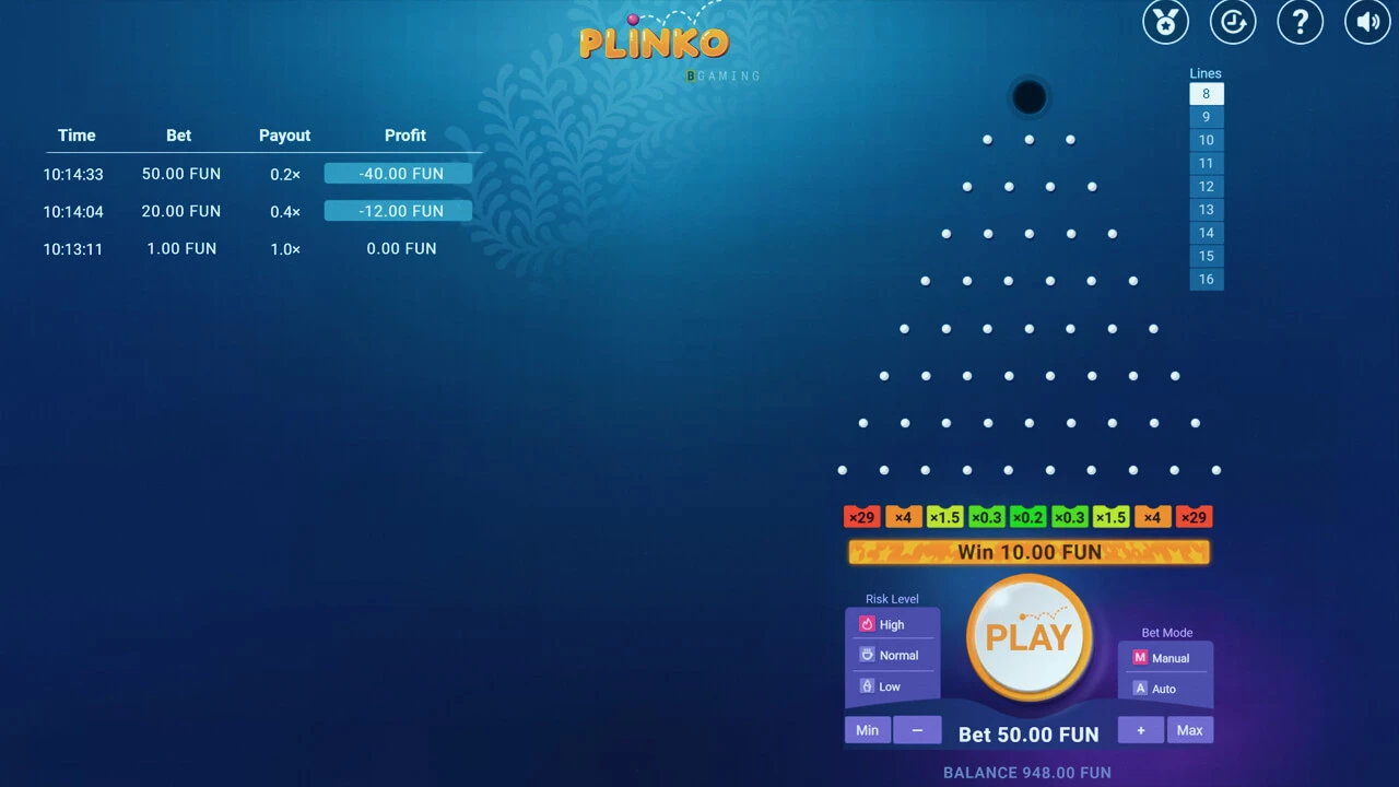 Tema in grafika v igri Plinko